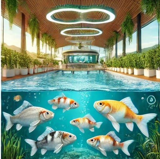 A modern aquaponics fish farming system