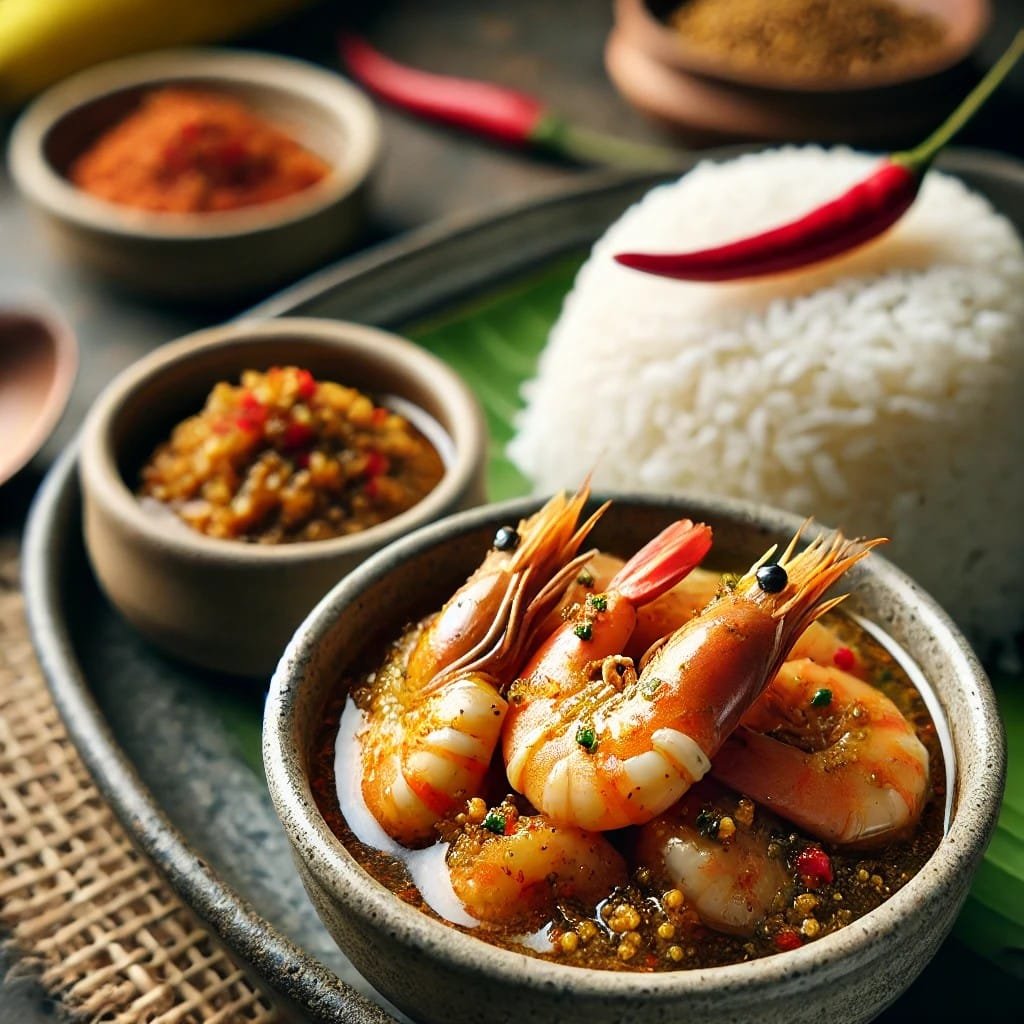 Prawn Pickle Served with Rice