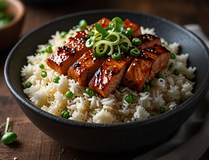 Teriyaki Salmon Cauliflower Rice