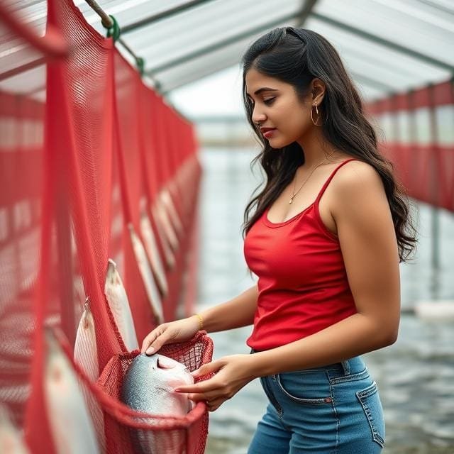 Harvesting salmon from a net pen