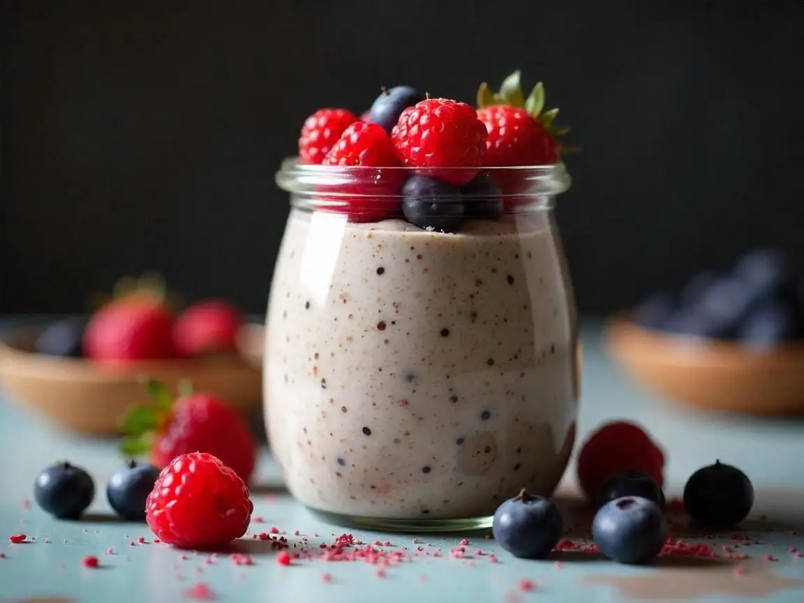 chia pudding with berries